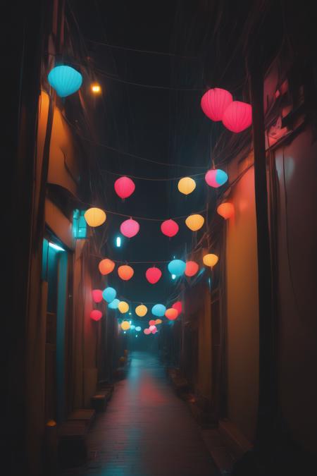 00065-313653682-_lora_Neon Night_1_Neon Night - a narrow alley with a bunch of lights hanging from the ceiling.png